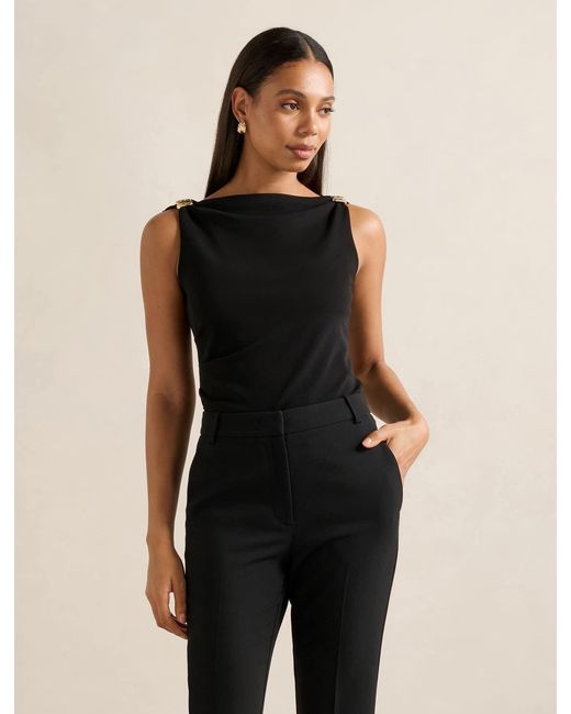 Forever New Black Cleo Hardware Detail Cowl Top