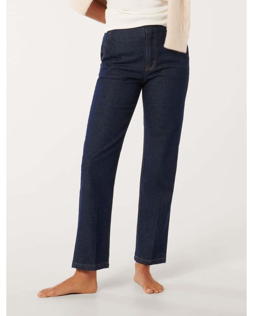 Forever New Blue Amy Straight-Leg Jeans