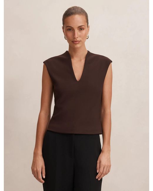 Forever New Natural Monroe Crepe V-Neck Tank Top