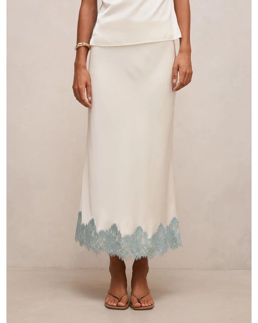 Forever New Natural Adele Lace Trim Midi Skirt