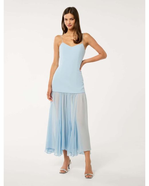 Forever New Blue Luca Dropped Waist Maxi Dress