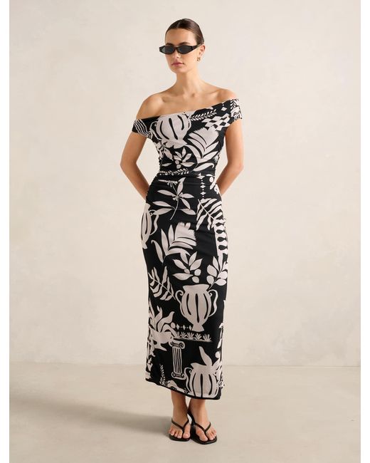 Forever New Natural Gisella Tipped Mesh Midi Dress