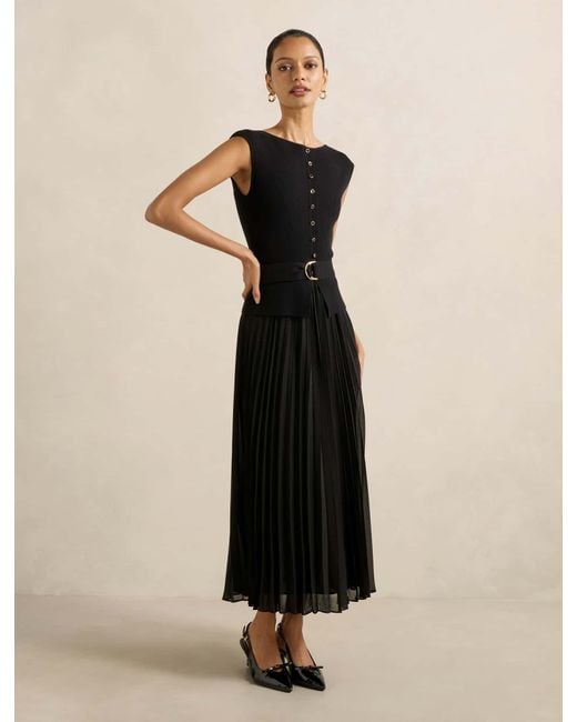 Forever New Natural Lelani Petite Pleat Hem Midi Dress