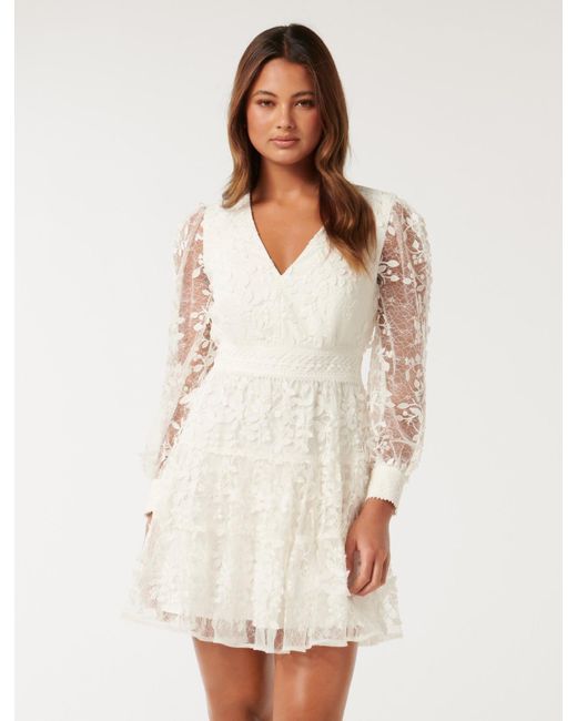Forever New White Frances Lace Mini Dress