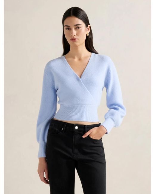 Forever New Blue Sloane Wrap Knit Sweater