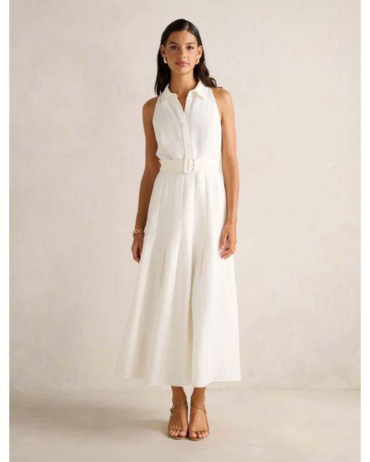 Forever New Natural Lindsey Linen Tennis Dress