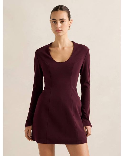 Forever New Purple Ruby Long Sleeve Structured Mini Dress