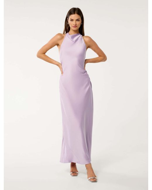 Forever New Pink Audrey Satin Backless Maxi Dress