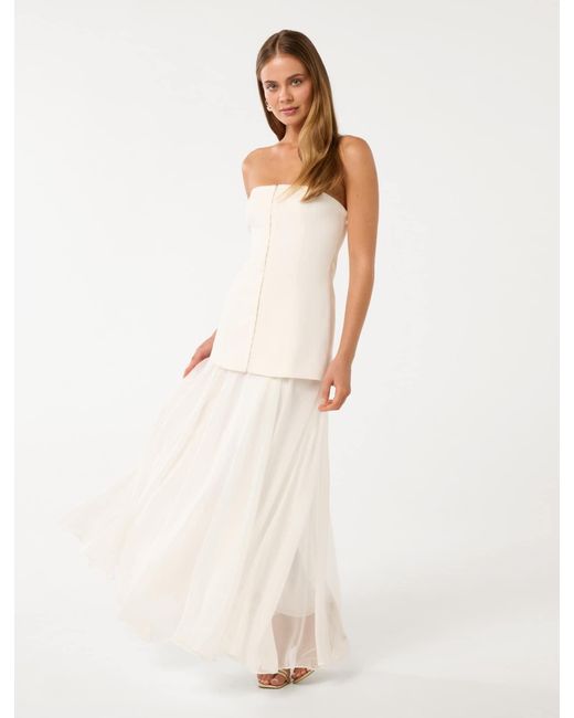 Forever New White Alexis Hook And Eye Sheer Midi Dress