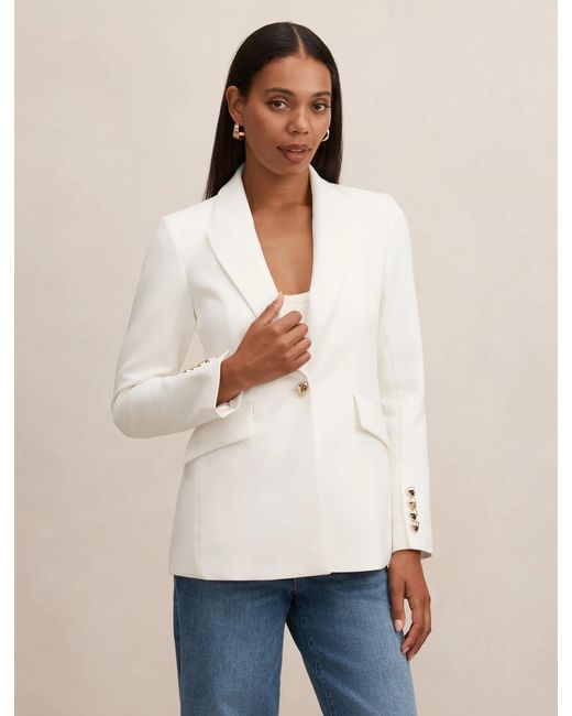 Forever New Natural Trixie Button Blazer Jacket