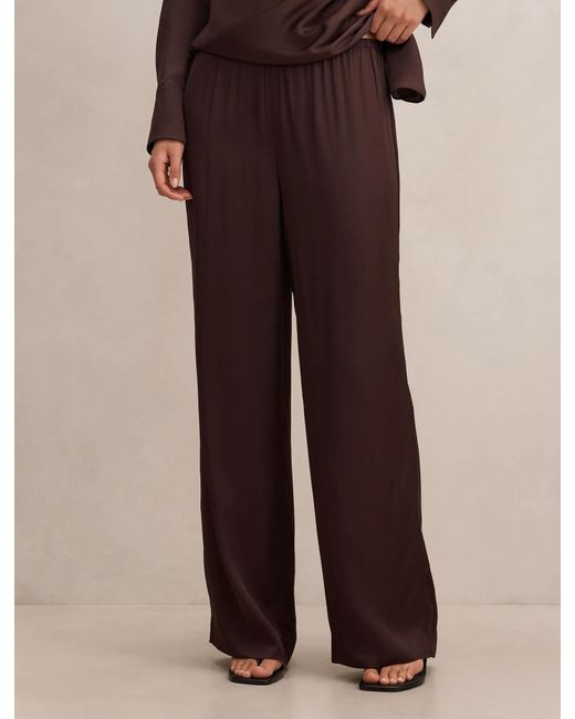 Forever New Brown Maude Satin Wide Leg Pants