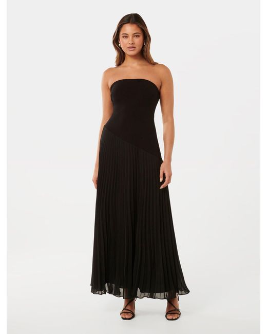 Forever New Black Capri Strapless Pleated Dress