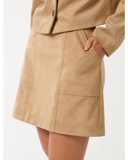 Forever New Natural Leah Vegan Suede Mini Skirt