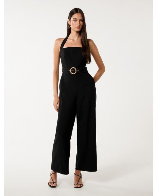 Forever New Black Remmie Halter Jumpsuit