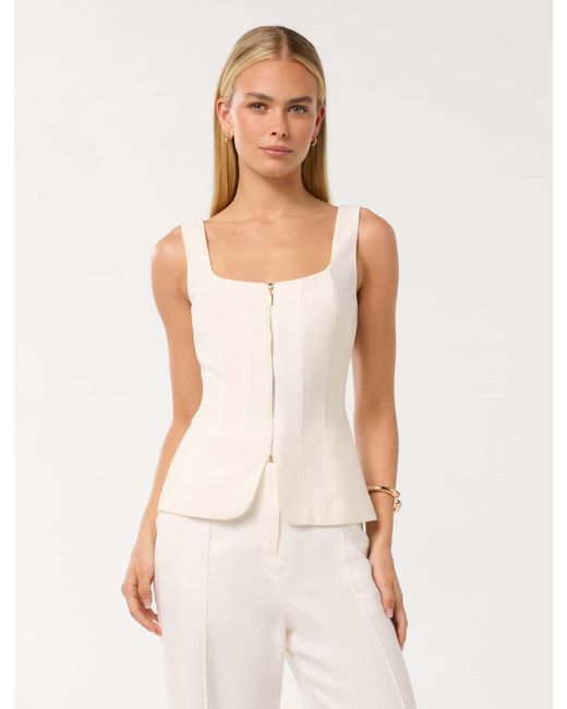 Forever New Natural Collins Zip Through Tank Top