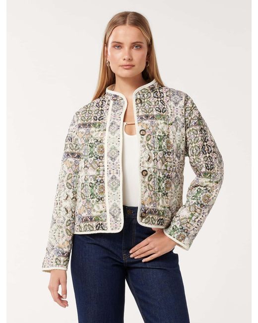 Forever New Natural Astrid Quilted Liner Jacket