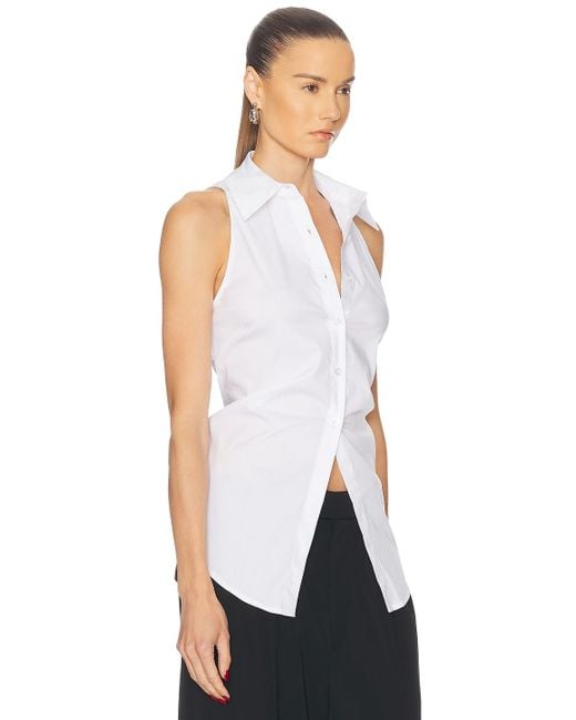 Simon Miller White Loch Sleeveless Poplin Button Up Top