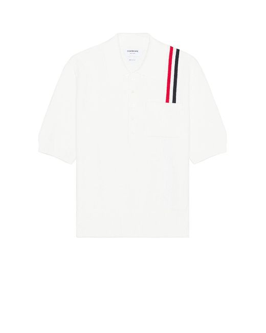 Thom Browne White Short Sleeve Polo for men