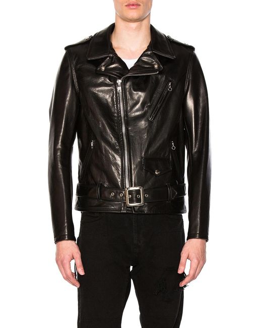 Schott Nyc Black Pebbled Moto Jacket for men