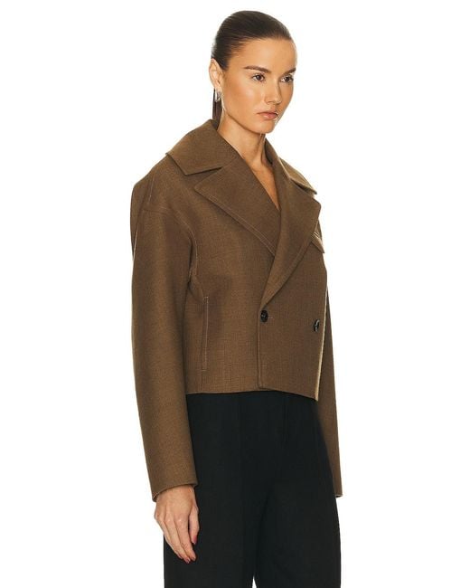 Bottega Veneta Brown Structured Wool Cropped Jacket