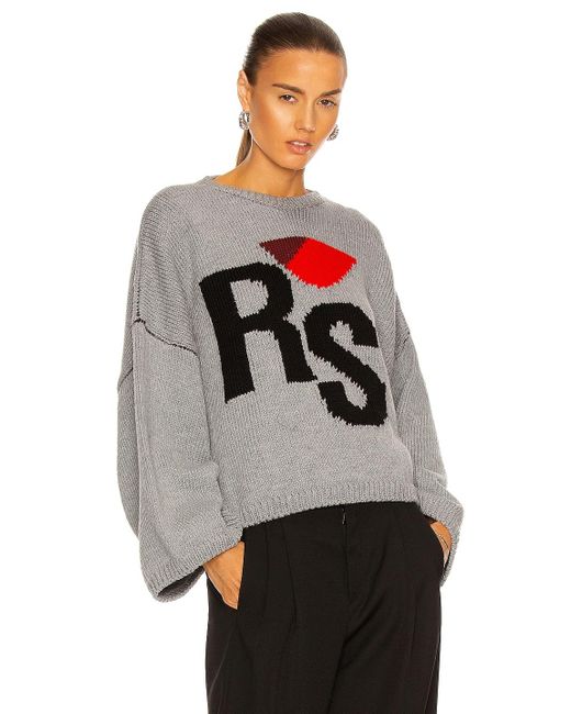 Raf Simons Gray Cropped Rs Knit Sweater