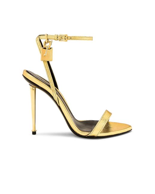 Tom Ford Leather Metallic Padlock Pointy Naked Sandal Lyst