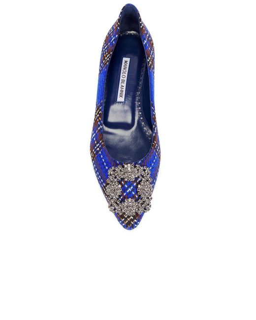 Manolo Blahnik Blue Hangisi Wool Flat