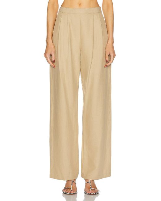 Enza Costa Natural Twill Pleated Pant