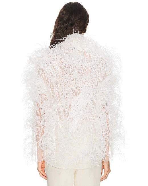 LAPOINTE White Marbled Feathers Jacket
