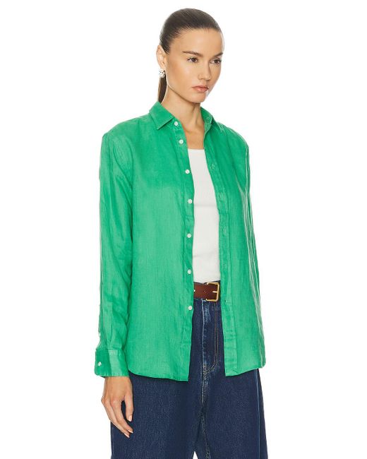Polo Ralph Lauren Green Linen Long Sleeve Shirt