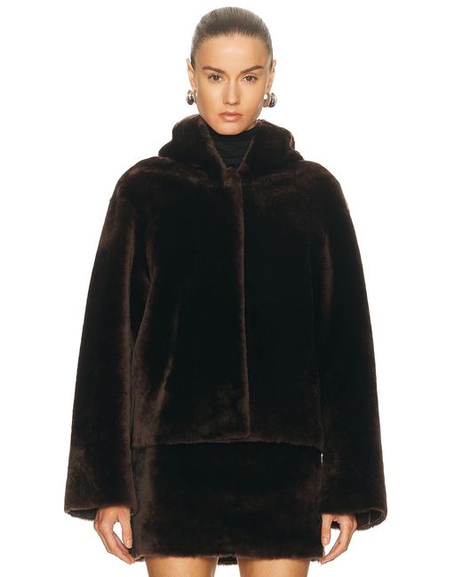 Nour Hammour Black Cooper Hooded Shearling Jacket