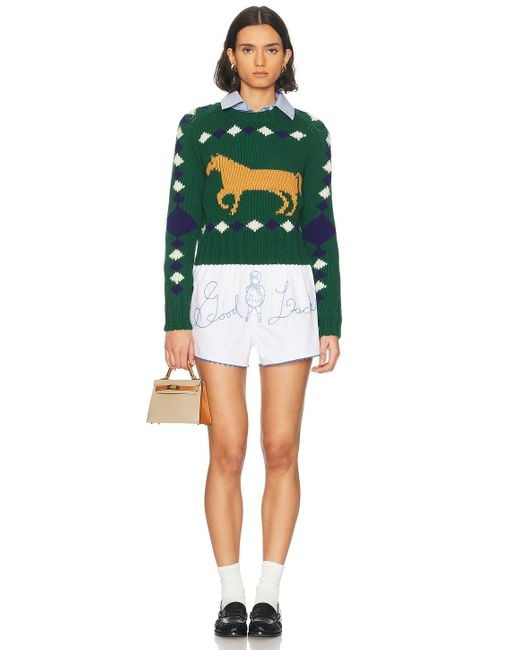 Bode Green Diamond Corral Sweater