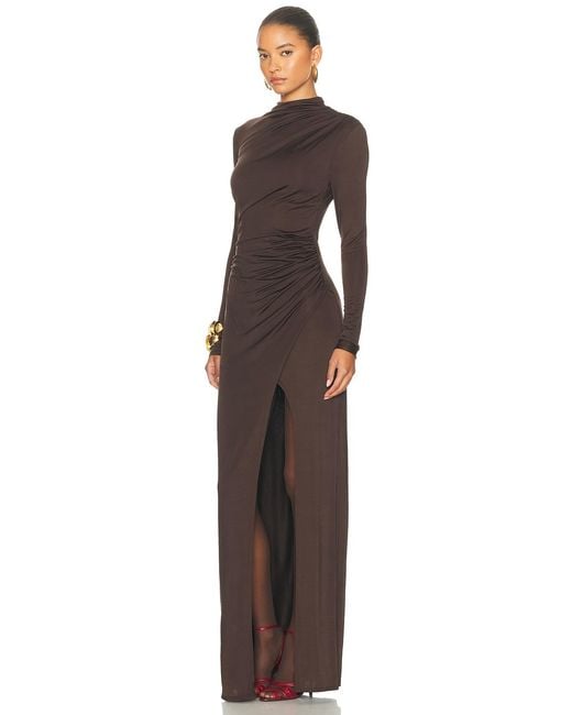 LAPOINTE Brown Jersey Draped Gown