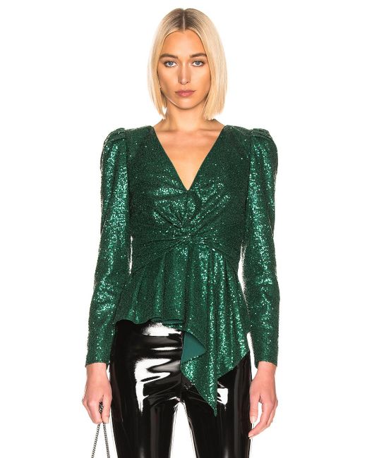 Self Portrait Womens Sequin Stripe Asymmetric Top