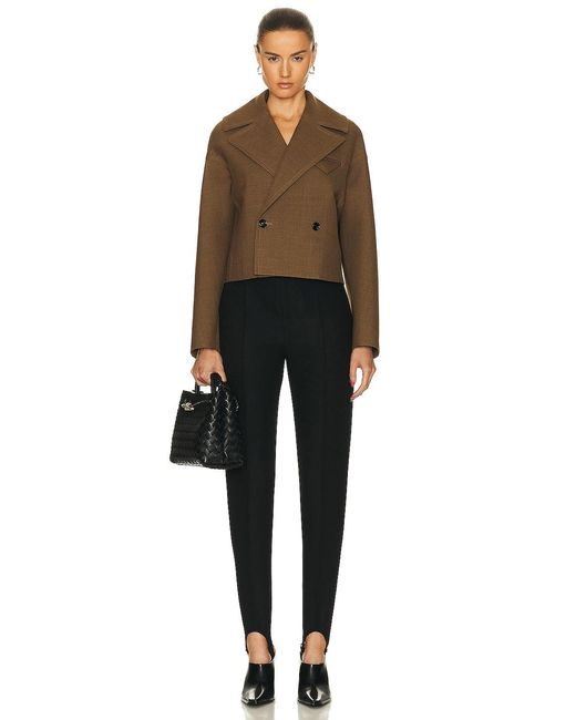Bottega Veneta Brown Structured Wool Cropped Jacket