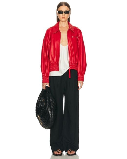 Jil Sander Red Bomber Jacket