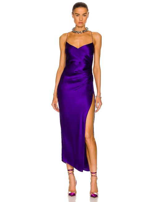 The Sei For Fwrd Strappy Gathered Midi Dress in Purple | Lyst