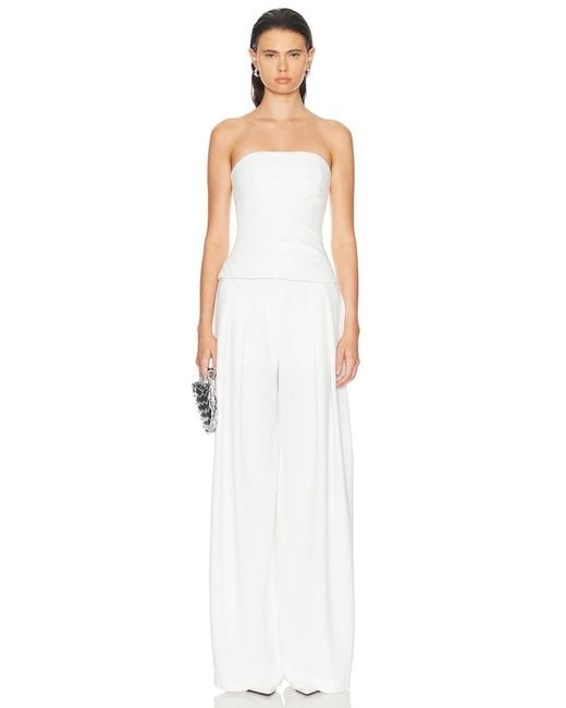 Monot White Strapless Ruched Top