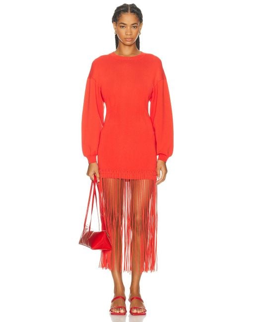 Simon Miller Red Wallis Knit Fringe Dress