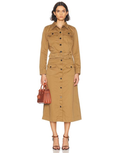Saint Laurent Natural Button Down Midi Skirt