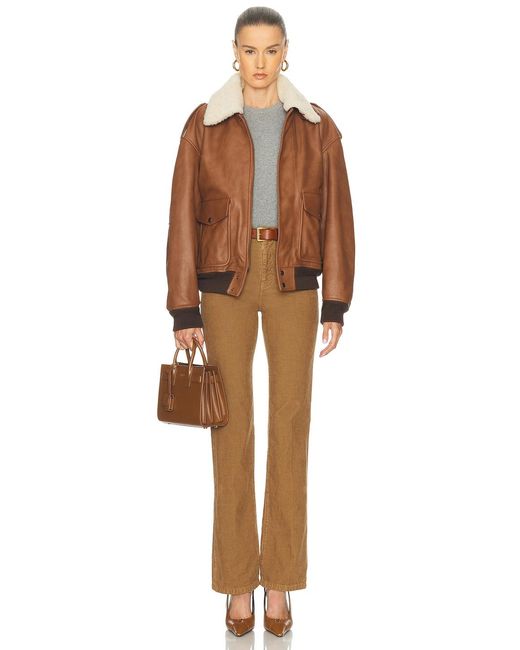 Saint Laurent Brown Aviator Jacket