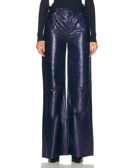 FRAME Blue Le Palazzo Leather Pant