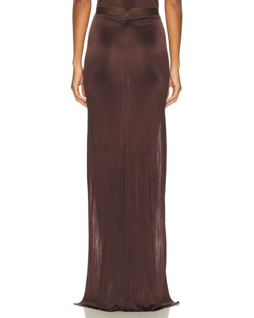 Atlein Brown Double Slit Skirt