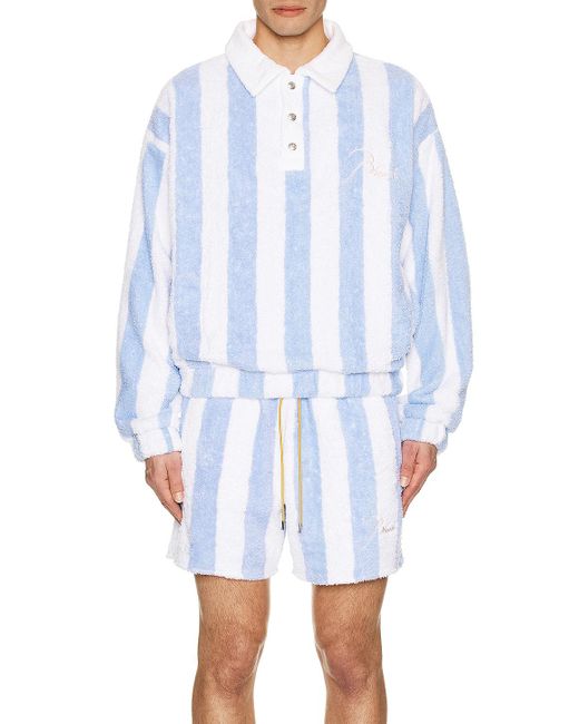 Rhude Blue Striped Loop Terry Polo for men