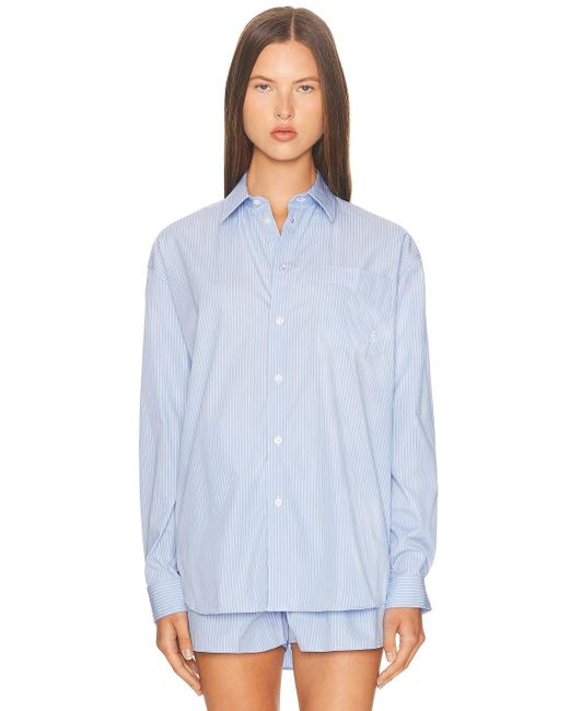 Sporty & Rich Blue Oversized Button Down Top