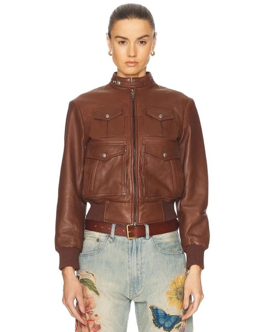 レザージャケット・コート R13 FW24 EXAGERATED MOTORCICLE JACKET (R13WR323R434A BROWN) UGFashions Mens Brown Leather Jacket at Amazon Men's