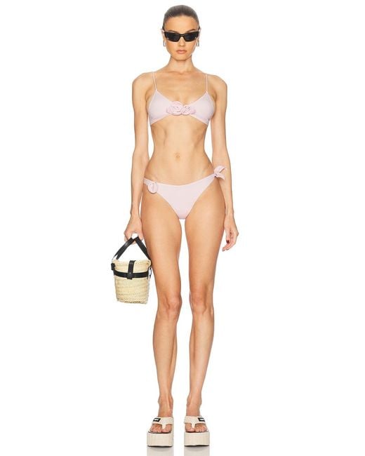 Coperni Pink Flower Bikini Top