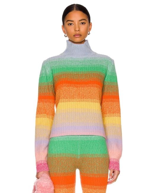 The Elder Statesman Multicolor Morph Stripe Turtleneck Sweater