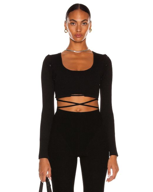 Christopher Esber Synthetic Deconstruct Long Sleeve Knit Tie Crop Top ...