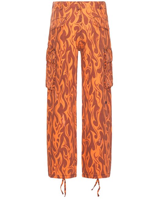 ERL Orange Printed Cargo Pants Woven